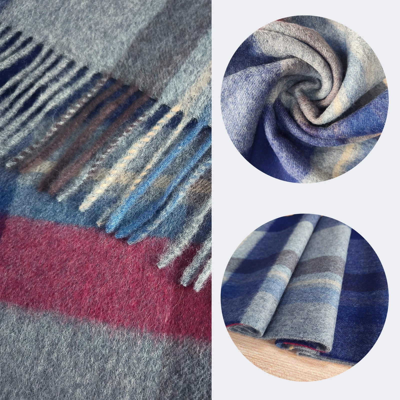 Mens Grey Mixed Color Cashmere Scarf Plaid Scarf