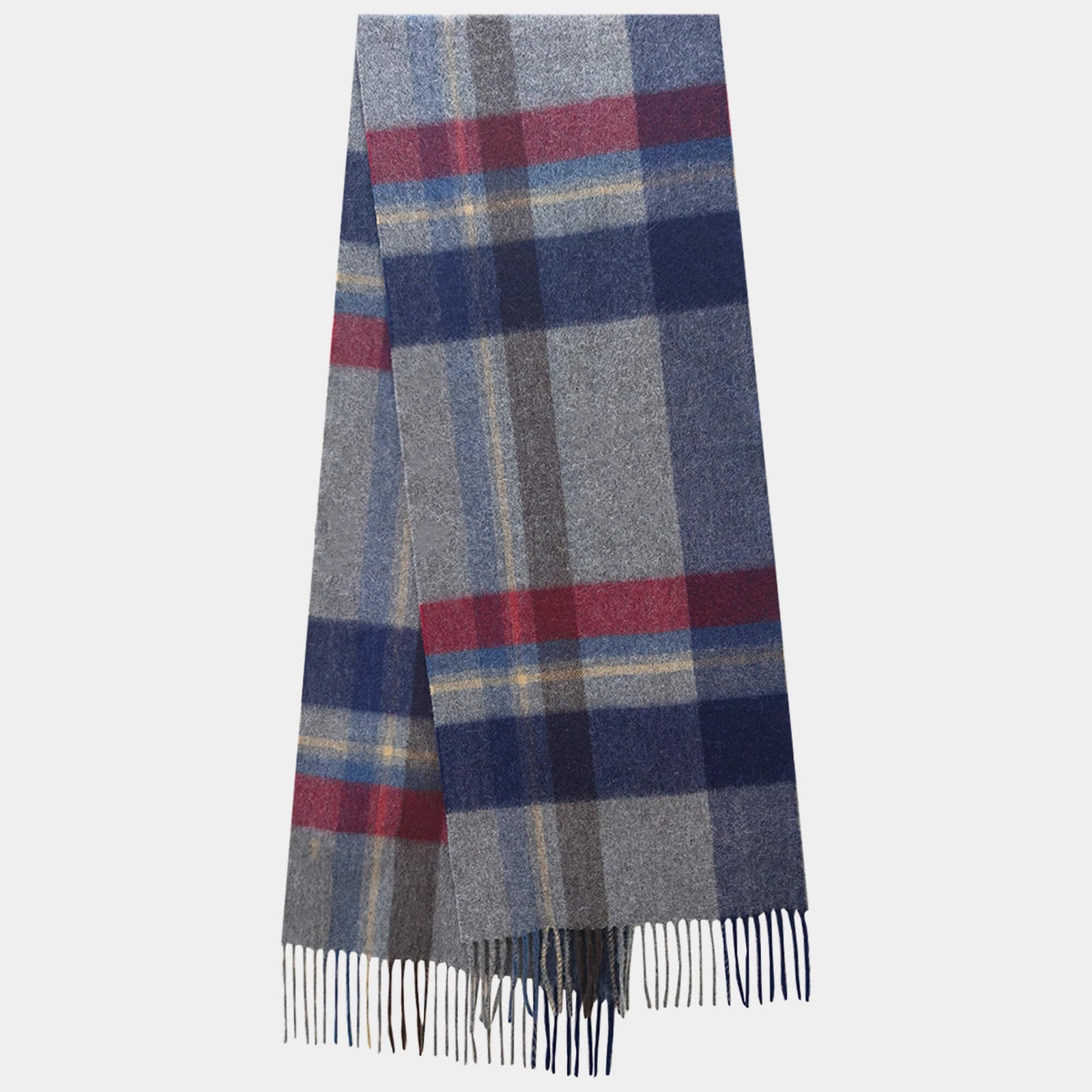 Mens Grey Mixed Color Cashmere Scarf Plaid Scarf