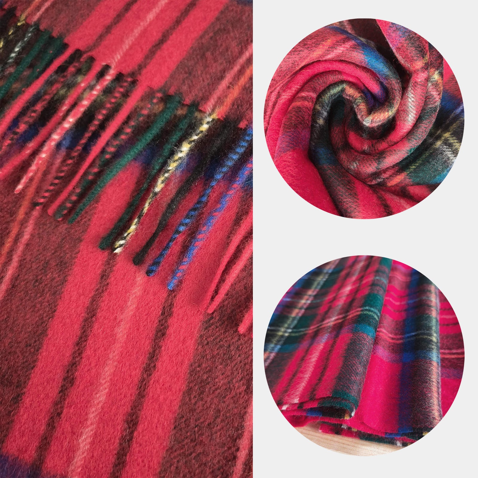 Mens Cashmere Scarf Plaid Red