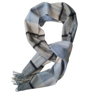 cashmere scarf women in blue and gray