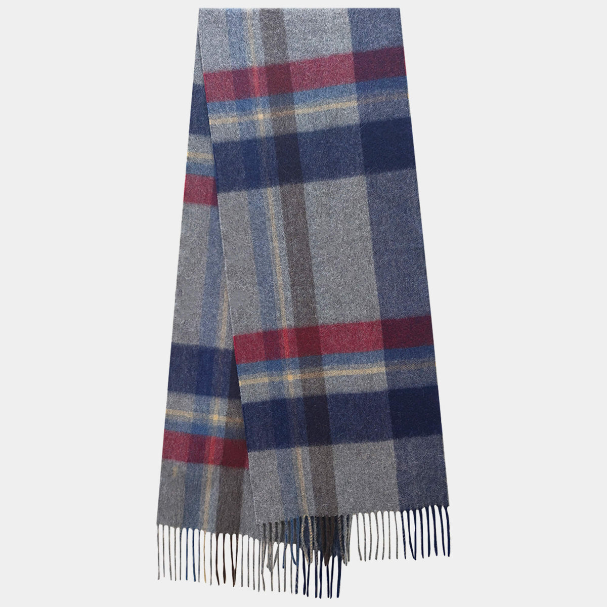 Mens Grey Mixed Color Cashmere Scarf Plaid Scarf