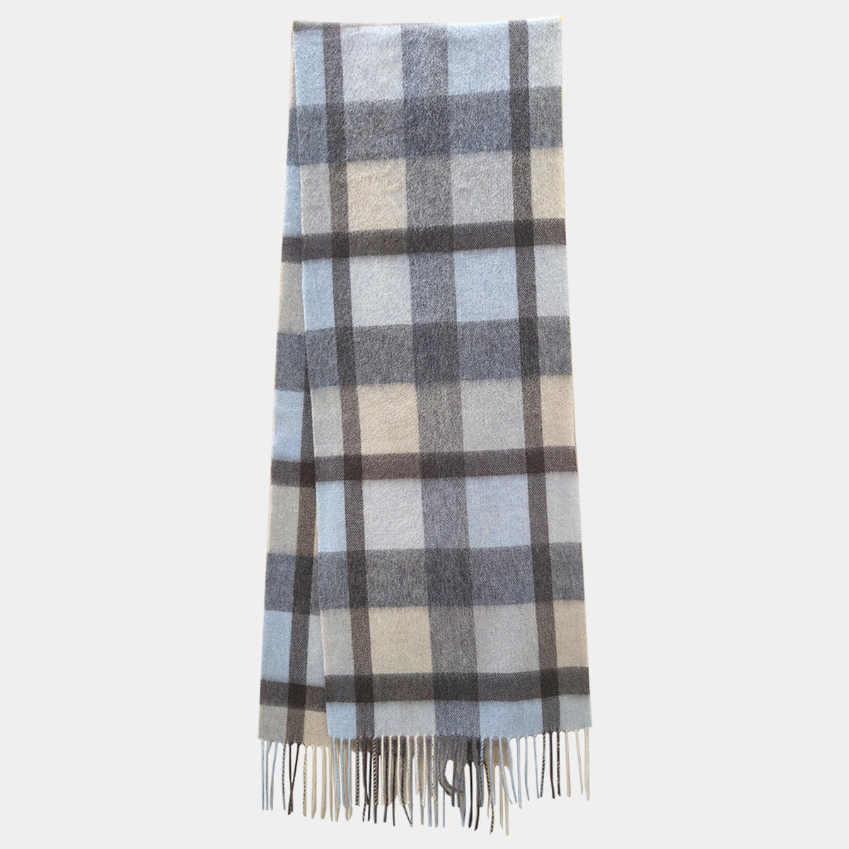 Mens Blue Cashmere Scarf Plaid Thick Brown - Dr. MUXUE