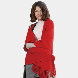 lager cashmere wrap in red color