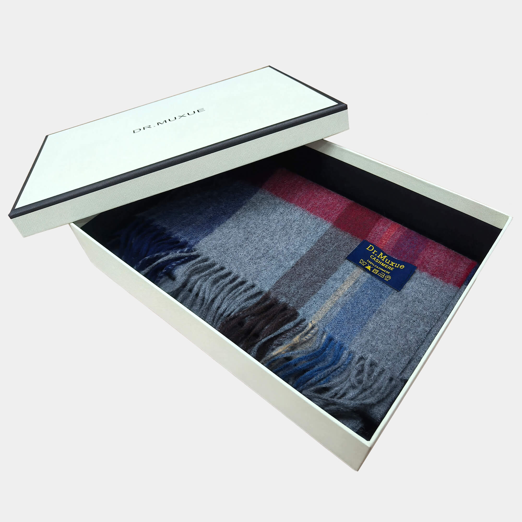 Mens Grey Mixed Color Cashmere Scarf Plaid Scarf