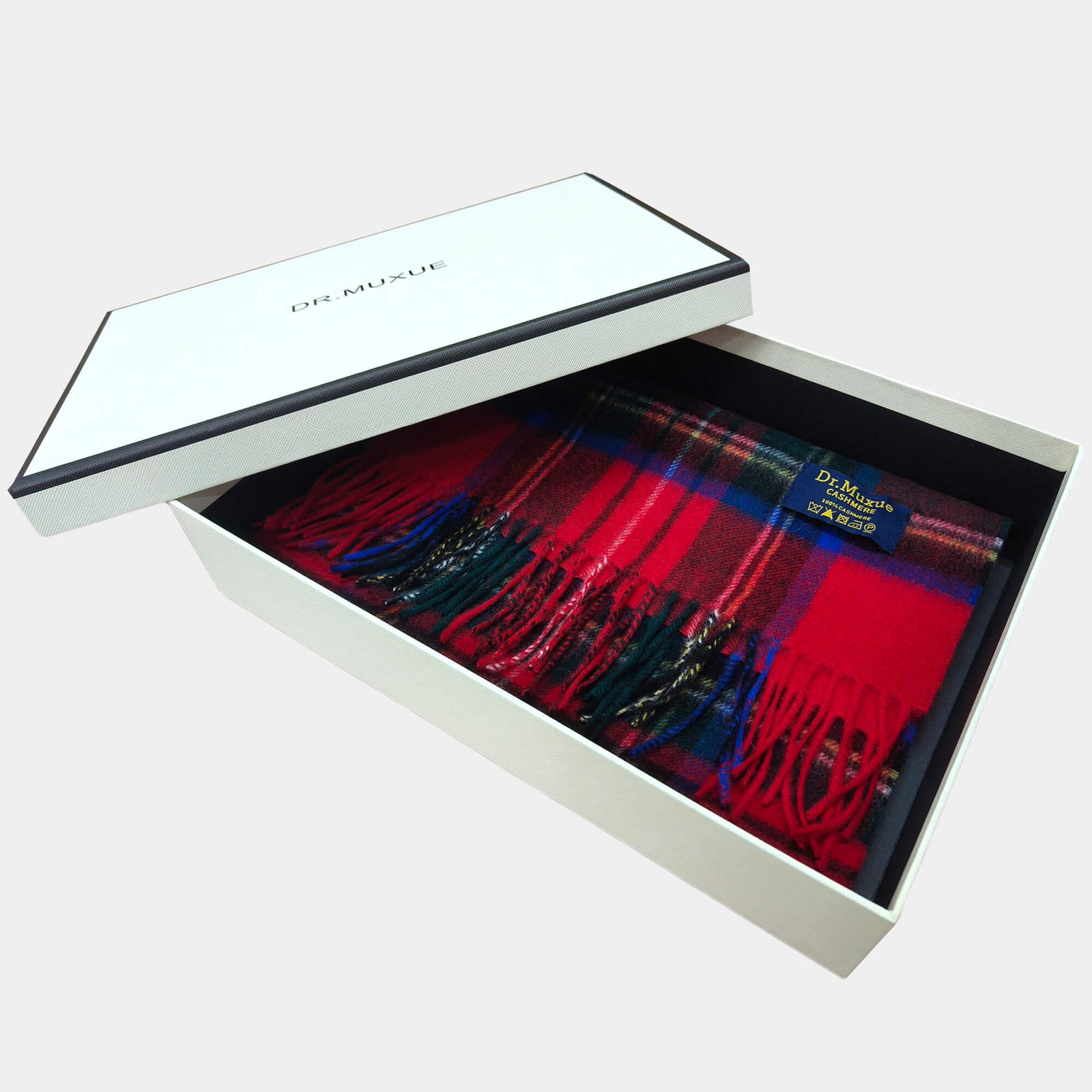 Mens Cashmere Scarf Plaid Red