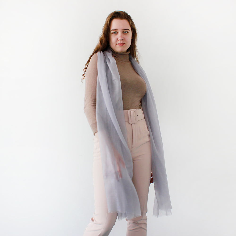Lightweight Gray Cashmere Scarf Shawl Women