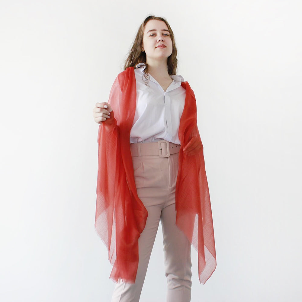 rust red scarf for women