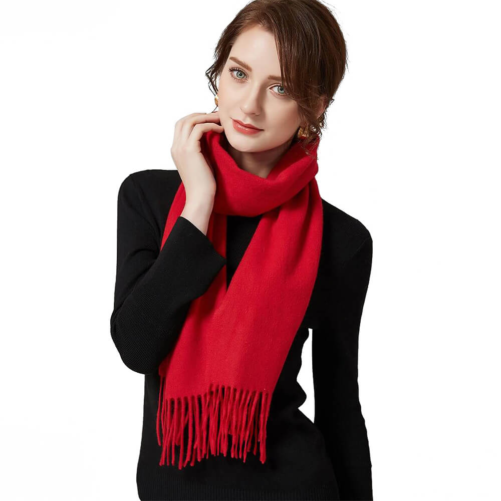 red cashmere scarf women