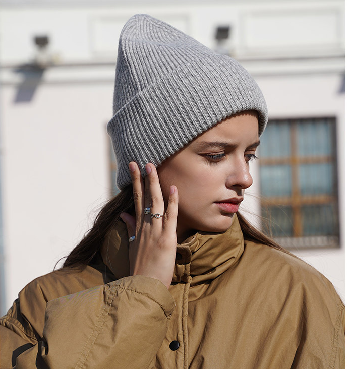 Cashmere Hat Beanie Grey