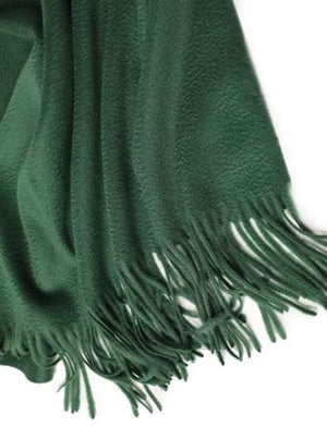 green cashmere scarf details