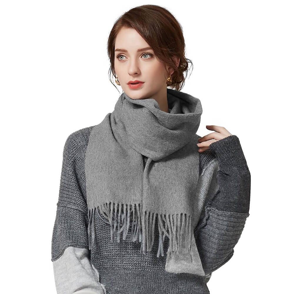 MRULIC scarfs for women Women Fashion Winter Faux Villus Scarf Outerwear  Lady Pearl Scarf WarmScarf Grey + One size 