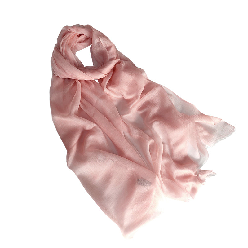 one girl in light pink cashmere shawl