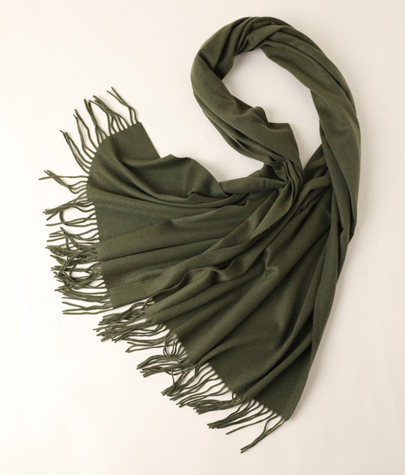 one piece navy green cashmere scarf