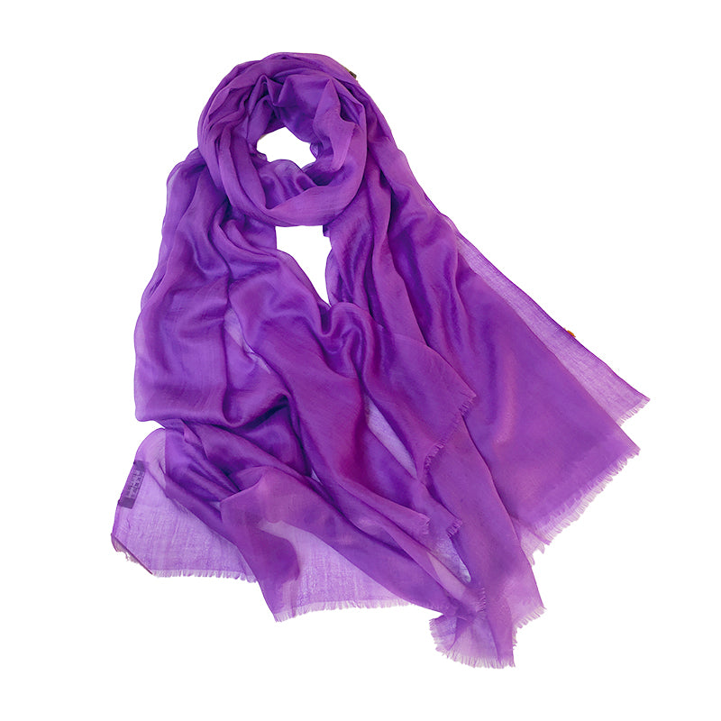 one girl with purple featherlight scarf