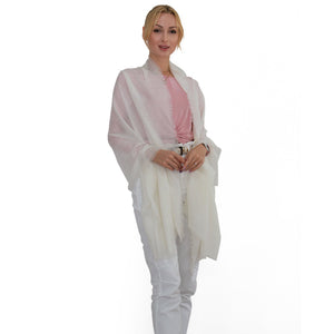 white cashmere scarf on woman