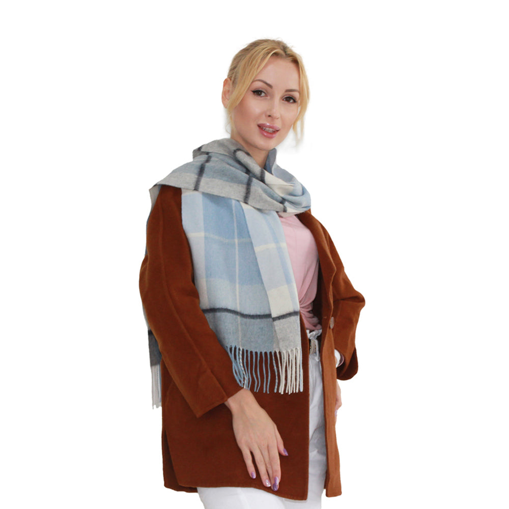 light blue lightweight scarf plaid