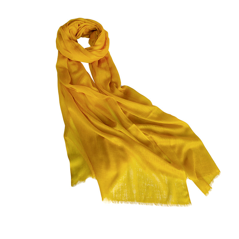 one woman in yellow lightweight scarf