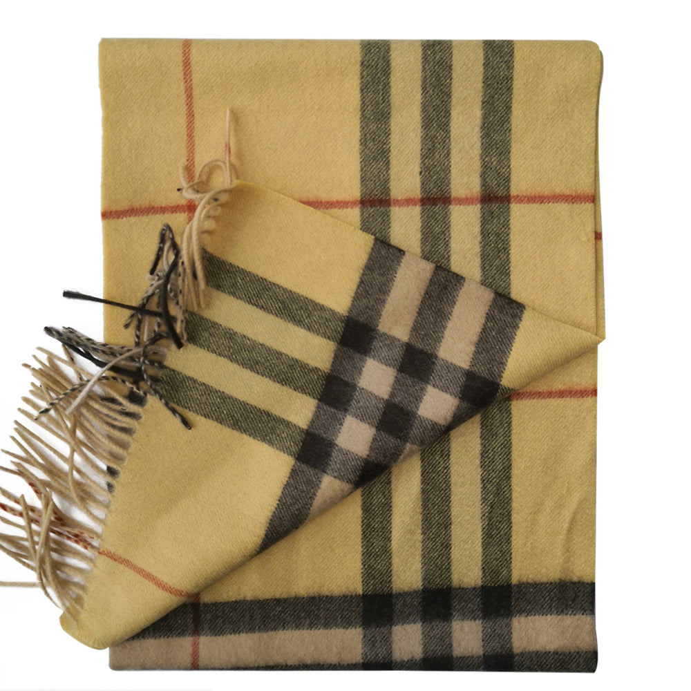 plaid scarf in yellow with black