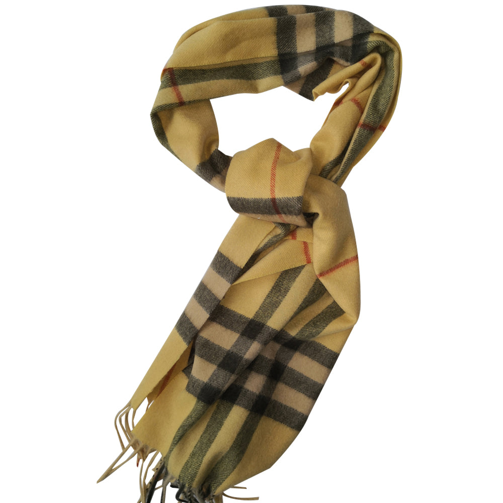 yellow plaid cashmere scarf on girl
